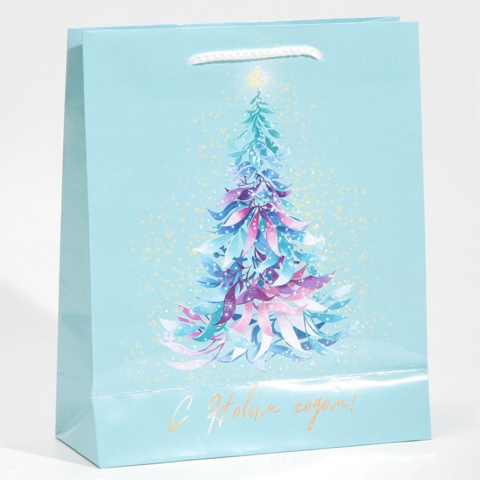Пакет подарочный новогодний ламинированный «Ёлочка», ML 21 х 25 х 8 см