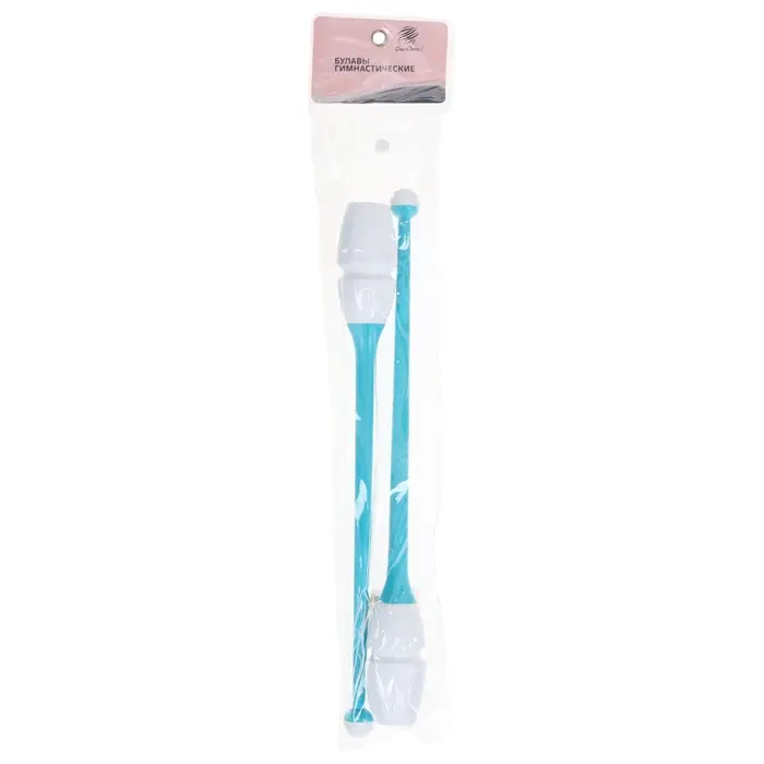 Булавы для художественной гимнастики вставляющиеся Grace Dance, 41 см, цвет белый/голубой