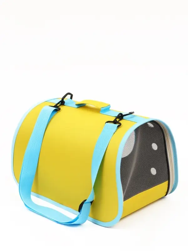 Сумка - переноска каркасная &laquo;Кошачий вид&raquo;, 41&times;27&times;25 см, жёлтая, бирюзовая