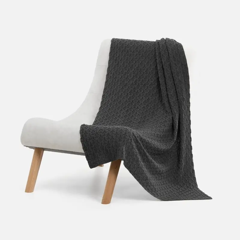 Плед Braidera, темно-серый меланж (асфальт) Плед Braidera, темно-серый меланж (асфальт)