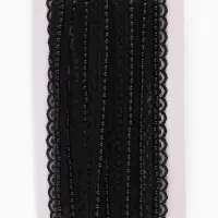 Рюш кружевной, с бусинами, 17 мм, 4.5&plusmn;0.5 м, чёрный
