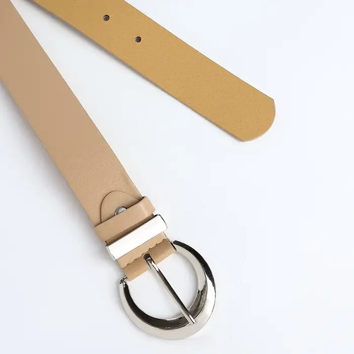 Ремень женский с винтом, 110&times;3.3 см, пряжка металл, серебристая, бежевый