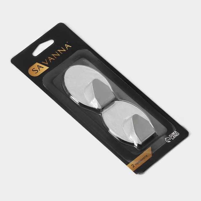 Крючки самоклеящиеся SAVANNA «Овал», 2 шт, металл, 5×3,3×2 см