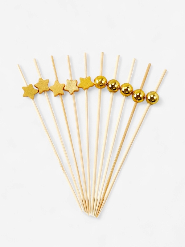 Шпажки для канапе «Звезды и Бусины» бамбук, цвет золото, 100 шт. Шпажки для канапе «Звезды и Бусины» бамбук, цвет золото, 100 шт.
