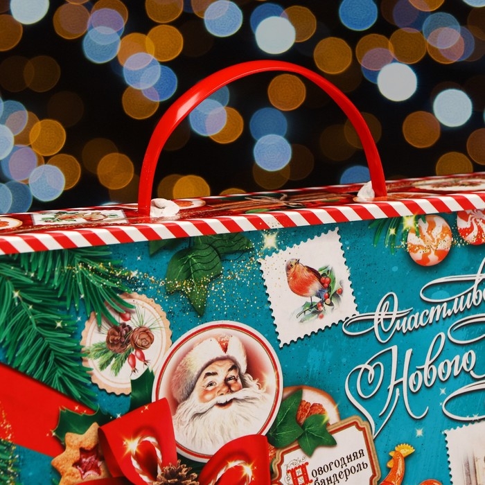 Новый год. Коробка подарочная складная Новый год. Коробка подарочная складная "Изумрудный Винтаж" 25 х 5 х 15 см.