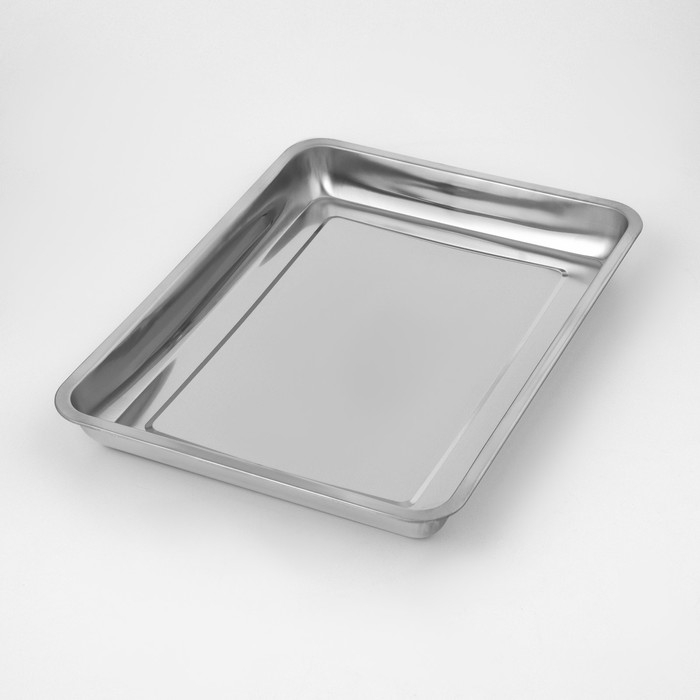 Поднос из нержавеющей стали, 44,5×35,5 см, толщина 1 мм, цвет серебряный Поднос из нержавеющей стали, 44,5×35,5 см, толщина 1 мм, цвет серебряный