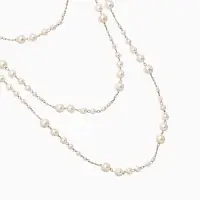 Бусы жемчужные, длинные, d=3.4, 5.6, 8.10, белые в золоте