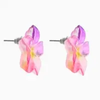 Серьги пластик "Цветок Лилии" прозрачные, блёстка, цвет розово-фиолетовый