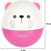 Точилка ручная Deli, 1 отв., с контейнером, пластик, картонная уп., ассорти