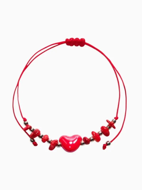 Браслет-оберег &laquo;Сердце и крошка - на любовь&raquo;, d=6 см, красный, бордовый