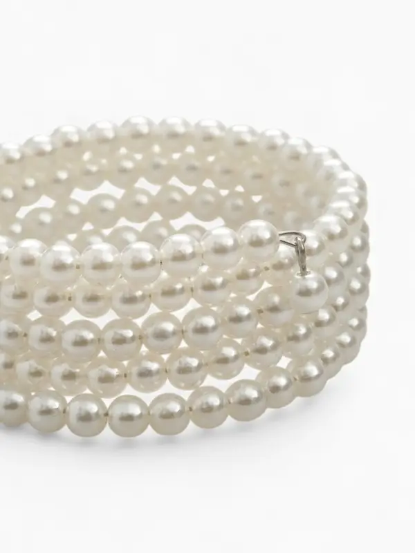 Браслет пружинка &laquo;Жемчуг. Невеста&raquo;, d=5.5 см, бусина 5 мм, 4 ряда, цвет молочный