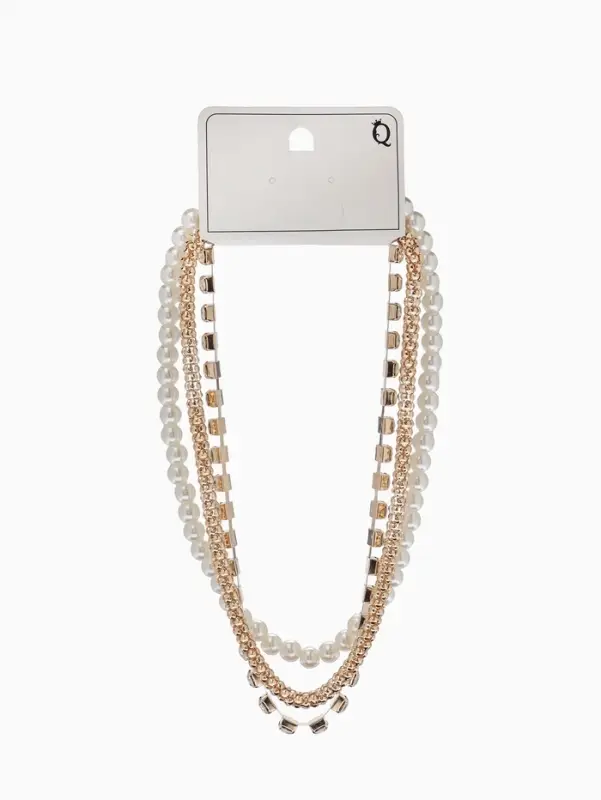 Чокер "Стиль" (набор 3шт) шар №8, со стразинками, тянется, 35+удл, цвет белый в золоте