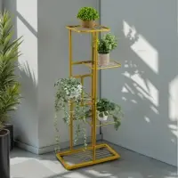 Подставка для цветов Greengo, 5 полок, 44&times;22&times;95 см, напольная, металл, цвет золотой