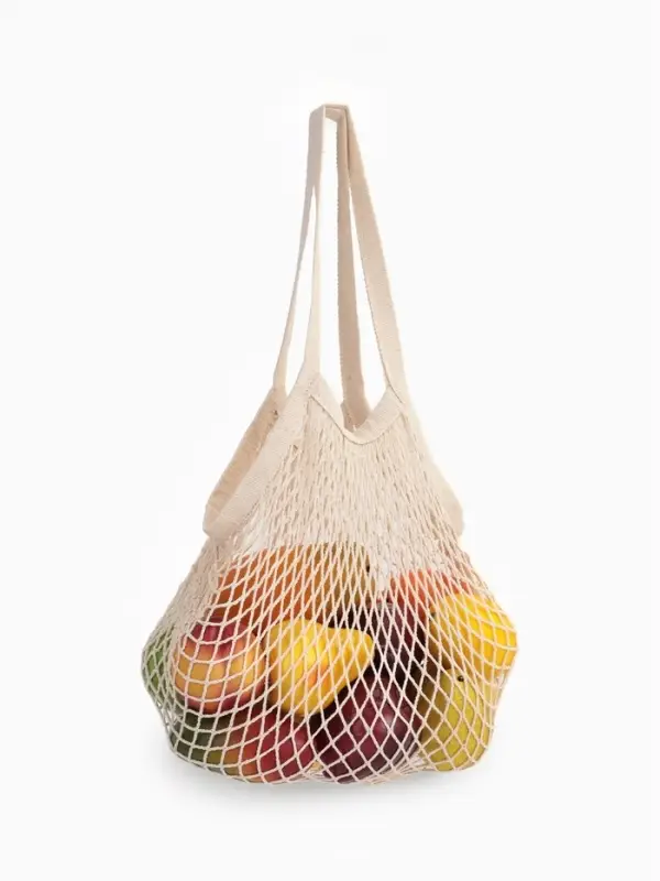 Сумка - авоська плетёная, клетка 1.5 см, бежевая