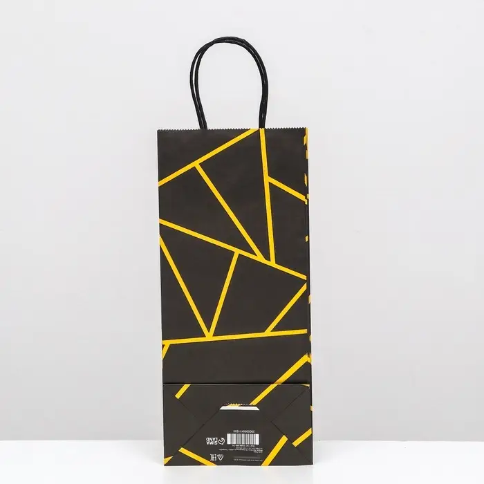 Пакет крафт под бутылку «Геометрия», 14×8×32 см