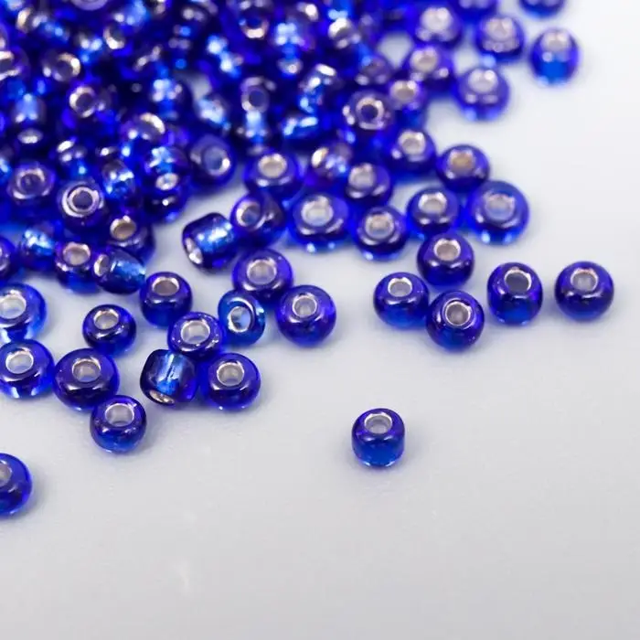 Бисер круглый 12/0 в бутылочке  Бисер круглый 12/0 в бутылочке "Тёмно-синий" прозрачно-цветной 20 гр