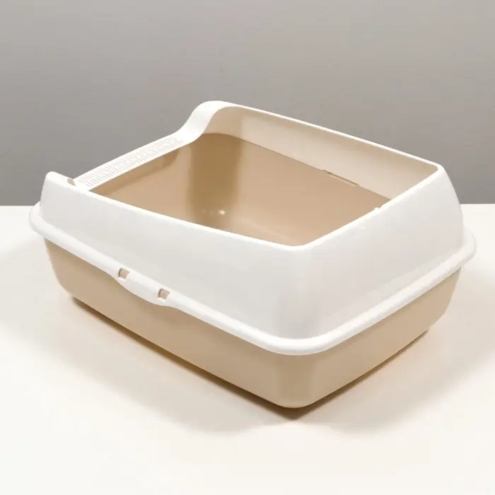 Лоток для кошек, 50.5&times;39&times;23 см, без сетки, пластик, бежевый