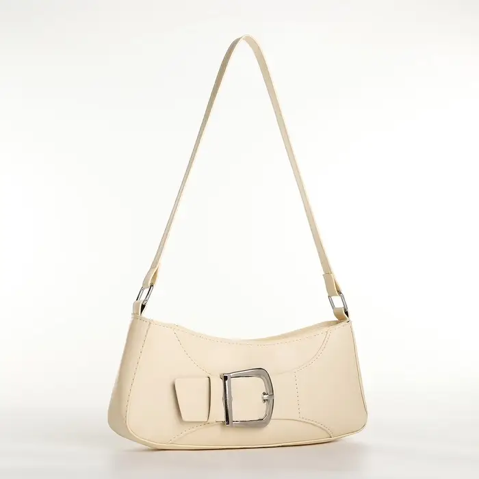 Сумка женская багет на молнии, 26&times;5&times;10.5 см, молочная