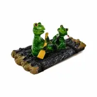 Садовая фигура из полистоуна &laquo;Лягушка на плоту&raquo;, 17&times;11&times;9.5 см, плавающая