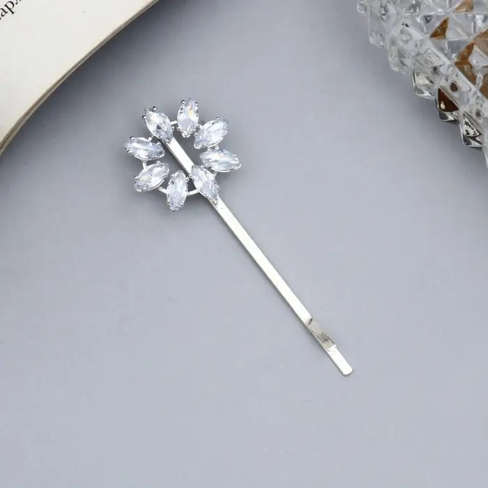 Невидимка для волос «Вивьен», солнце, 5 см, серебро