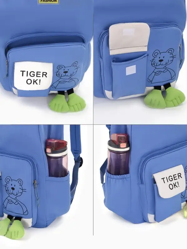 Рюкзак школьный на молнии, с карманами, с принтом, размер 30&times;12.5&times;44 см, синий