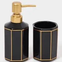Набор для ванной &laquo;Равновесие&raquo;, 2 предмета, дозатор для мыла, стакан, чёрный