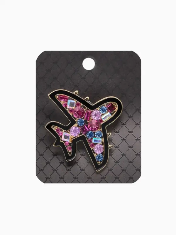 Брошь &laquo;Самолет&raquo;, разноцветная в золоте