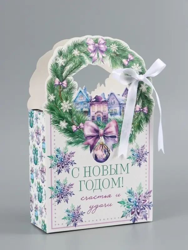 Коробка подарочная складная &laquo;Новогодний венок&raquo; 18&times;30&times;7 см