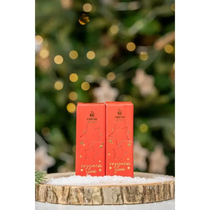 Свеча новогодняя, набор 2 шт., аромат мята и ваниль, 3&times;3&times;8 см