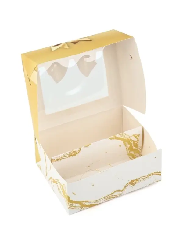 Кондитерская упаковка для макарун с окном, &laquo;Золотой бант&raquo;, 11&times;13.5&times;5.5 см