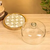 Блюдо сервировочное с крышкой 24х24х13 см, дерево, стекло