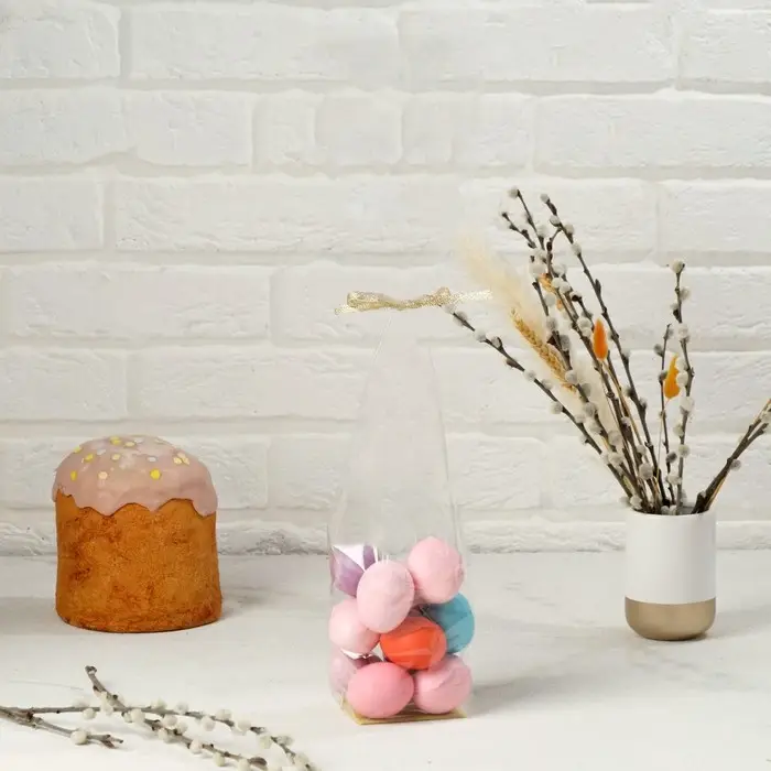 Пакет  Пакет "Подарочный", с жестким дном прозрачный, мини, микс, 6 х 8 х 30 см