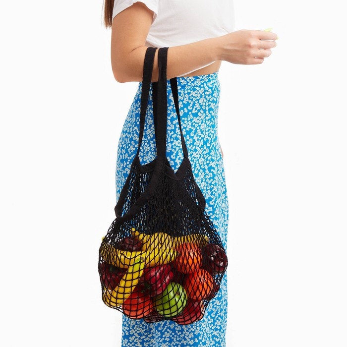 Авоська, 41 х 27 см, ручка 17 см, клетка 1.5 см, черная Авоська, 41 х 27 см, ручка 17 см, клетка 1.5 см, черная