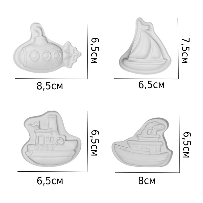 Магниты из гипса под роспись «Кораблики» Магниты из гипса под роспись «Кораблики»