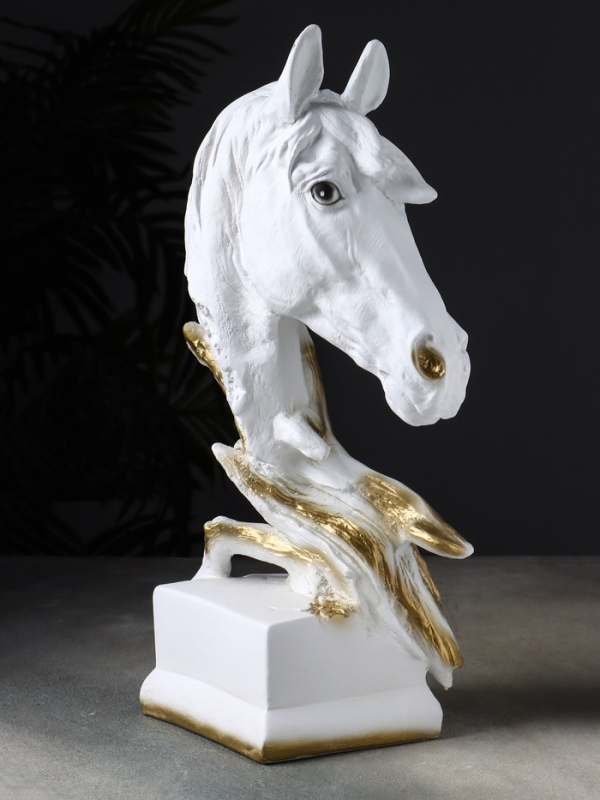 Копилка Копилка "Голова лошади" 14х23х41 см, белое золото