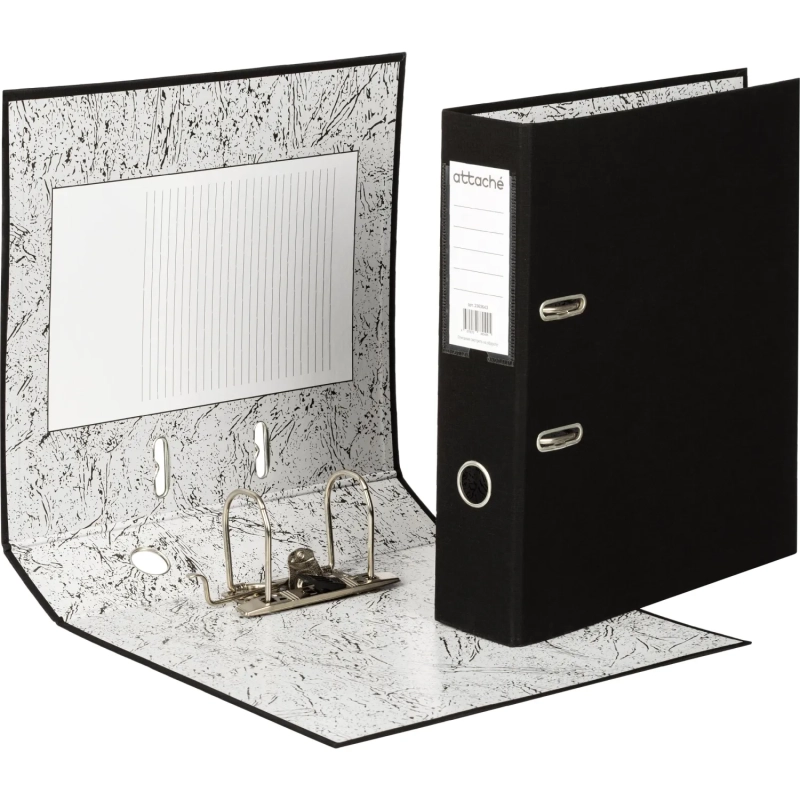 Папка-регистратор 75мм Attache А4 черная РР/бумага без мет. уголка