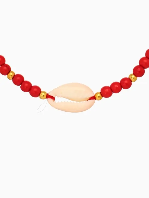 Браслет "Моана" камень пирит, длина 16 см, цв. красный