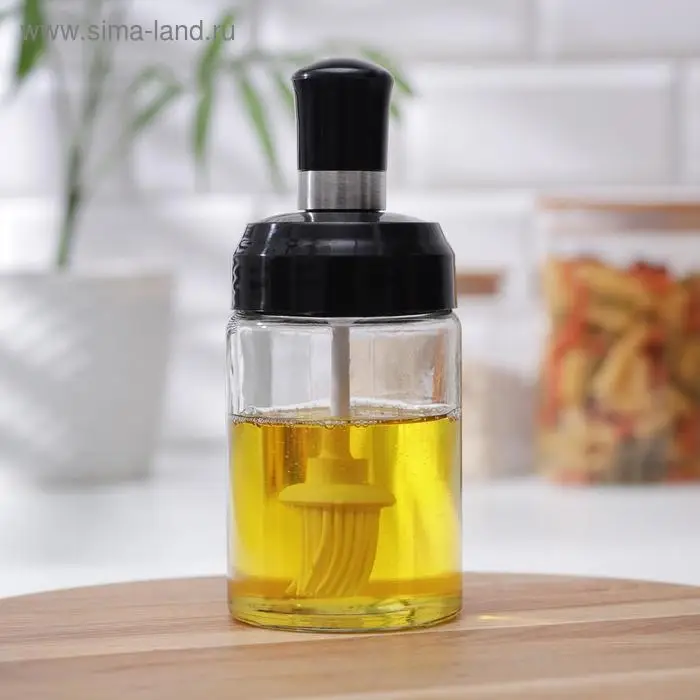 Ёмкость для масла с кисточкой «Олио», 250 мл, 6,5×16 см, цвет прозрачный