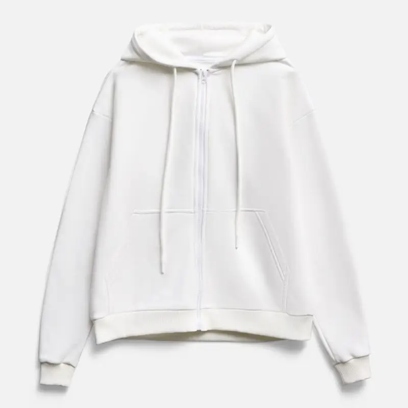 Толстовка унисекс оверсайз на молнии Zippy Terry, белая, размер XS/S Толстовка унисекс оверсайз на молнии Zippy Terry, белая, размер XS/S