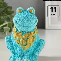 Фигурка гипс &laquo;Жаба из цветов&raquo;, 11&times;9&times;5 см, изумрудный с золотом