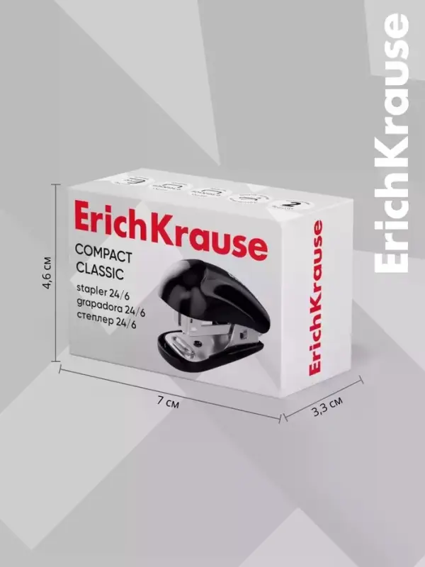 Степлер mini №24/6 20 л ErichKrause Compact Classic, чёрный