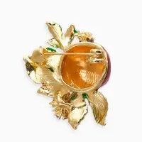 Брошь &laquo;Гранат&raquo;, с цветком, со стразами, цветная в золоте