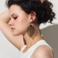 Серьги металл &laquo;Лист липы&raquo;, чёрные