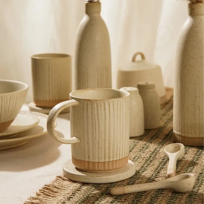 Набор подставок под горячее SL Home &laquo;Виенто&raquo;, под кружу, 4 шт., d=10 см, керамика, бежевый