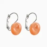 Серьги пластик "Таблетка" кошачий глаз, цвет оранжевый в серебре