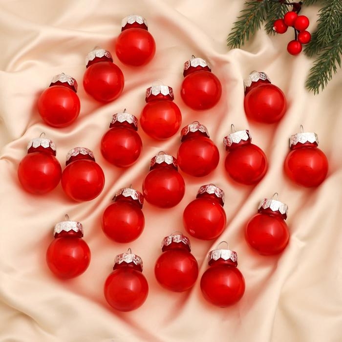 Набор шаров пластик d-4 см, 20 шт Набор шаров пластик d-4 см, 20 шт "Фелиция" красный