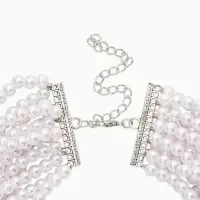 Чокер &laquo;Императрица&raquo; с жемчугом, 12 рядов, №6, L=30см+10см, цвет белый в серебре