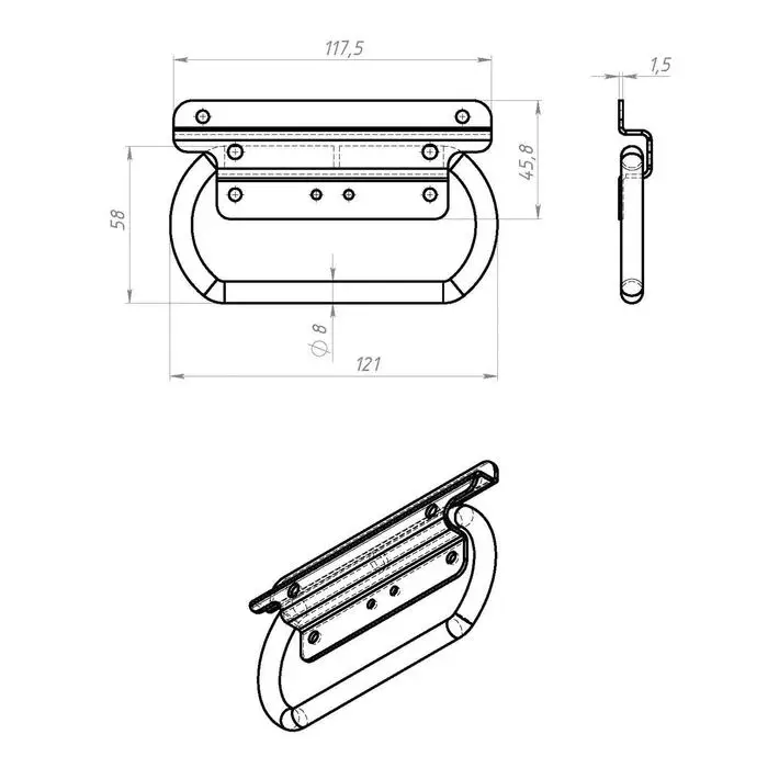 Ручка откидная №2, покрытие цинк, 50 шт