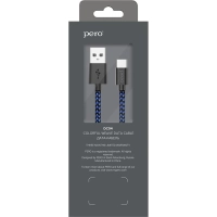 Кабель USB PERO DC-04 Type-C, 3А, 1м, Blue-black (Fast Charge)
