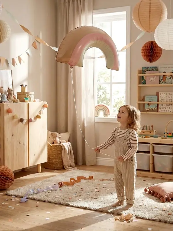 Воздушный шар фольгированный 32" "Радуга"  розовый сатин